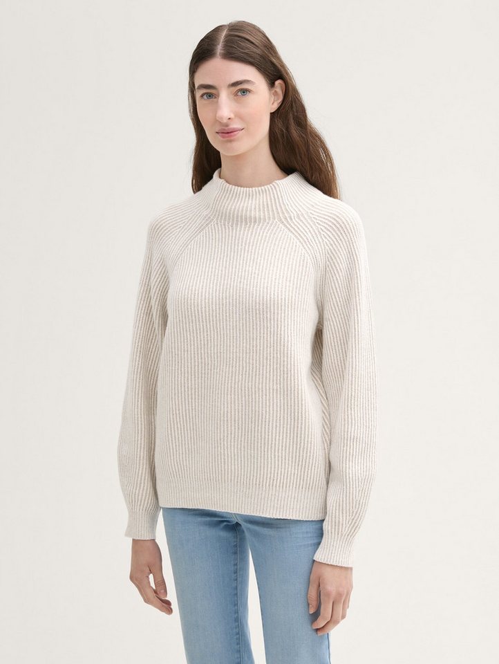 TOM TAILOR Strickpullover Gerippter Pullover mit Stehkragen Gerippter Pullover mit Stehkragen von TOM TAILOR