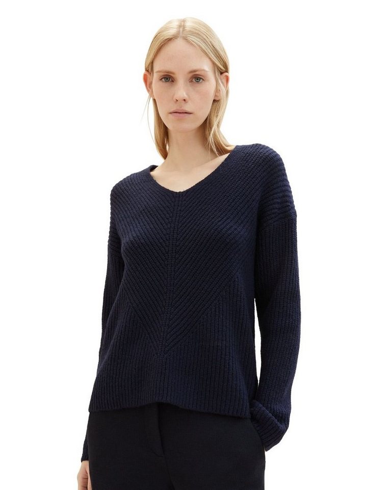 TOM TAILOR Strickpullover KNIT V-NECK aus Baumwollmix von TOM TAILOR