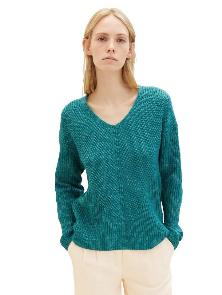 TOM TAILOR Strickpullover KNIT V-NECK aus Baumwollmix von TOM TAILOR