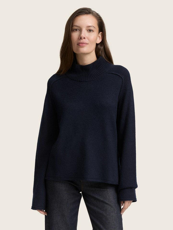 TOM TAILOR Strickpullover Loose Fit Strickpullover mit Stehkragen Loose Fit Strickpullover mit Stehkragen von TOM TAILOR