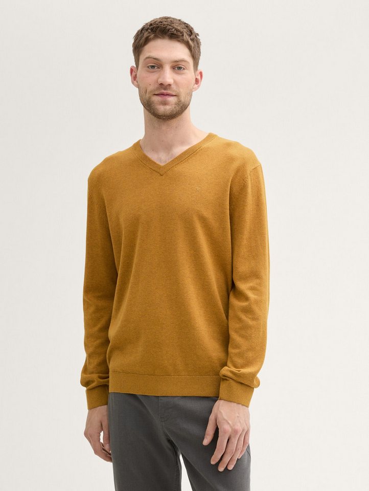 TOM TAILOR Strickpullover Strickpullover mit V-Ausschnitt aus Baumwolle Strickpullover mit V-Ausschnitt aus Baumwolle von TOM TAILOR