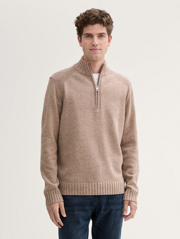 TOM TAILOR Strickpullover Troyer Pullover mit Ripp-Details Troyer Pullover mit Ripp-Details von TOM TAILOR