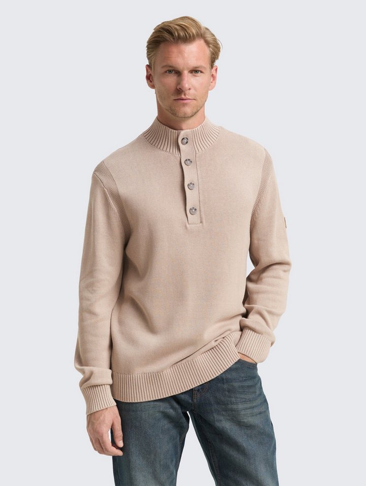 TOM TAILOR Strickpullover Pullover & Strickjacken Troyer Strickpullover im Washed-Look aus Baumwolle von TOM TAILOR