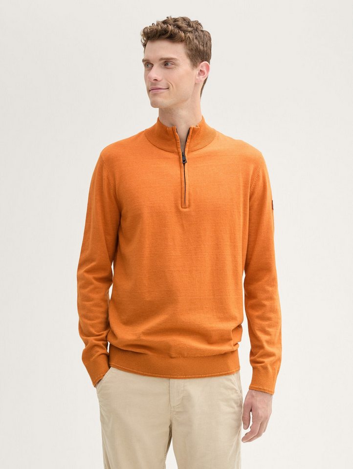 TOM TAILOR Strickpullover Troyer Strickpullover mit Logo-Badge Troyer Strickpullover mit Logo-Badge von TOM TAILOR
