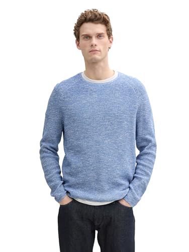 TOM TAILOR Strickpullover aus Baumwolle, Grey Mint Tonal finestripe, M von TOM TAILOR