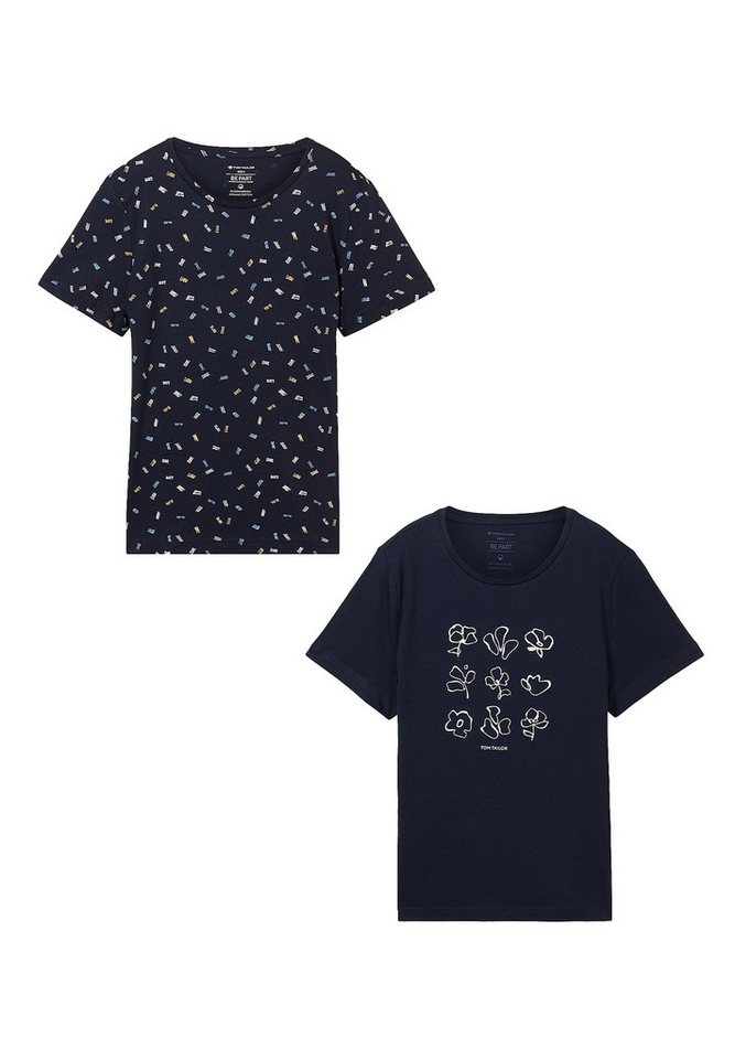 TOM TAILOR T-Shirt 2er-Set Rundhals Kurzarm mit Print (2-tlg) T-Shirt mit Print von TOM TAILOR