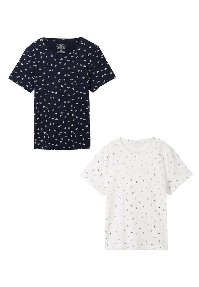 TOM TAILOR T-Shirt 2er-Set Rundhals Kurzarm mit Print (2-tlg) T-Shirt mit Print von TOM TAILOR