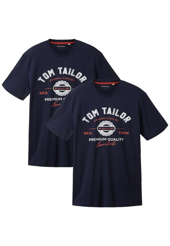 TOM TAILOR T-Shirt Logo 2-er Pack Kurzarm Set mit Logo Print (2-tlg) T-Shirt mit Logo Print von TOM TAILOR