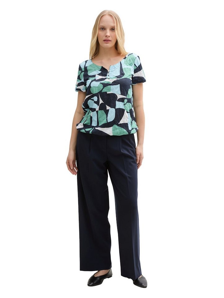 TOM TAILOR T-Shirt T-shirt crincle alloverprinted green dots and shapes design von TOM TAILOR