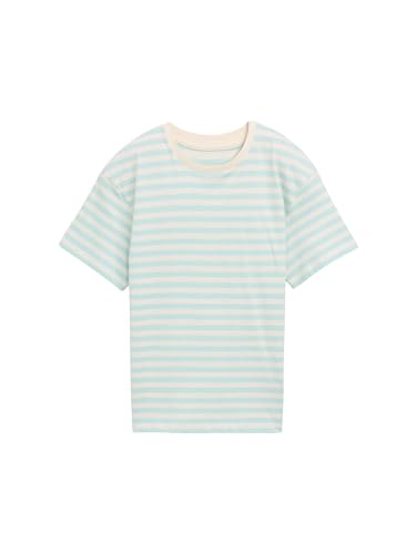 TOM TAILOR T-Shirt aus Baumwolle, red Offwhite Block Stripe, L von TOM TAILOR