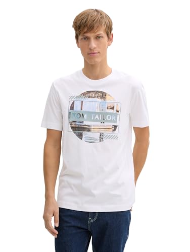 TOM TAILOR T-Shirt im Streifenmuster, White Lime Multi Color Stripe, XL von TOM TAILOR
