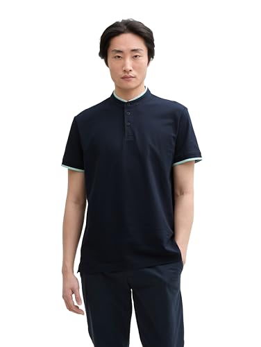 TOM TAILOR T-Shirt in Melange-Optik, Navy Mint Space dye, M von TOM TAILOR