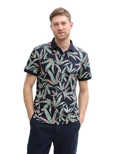 TOM TAILOR T-Shirt mit Muster, Mint Tonal Leaf Design, XXL von TOM TAILOR