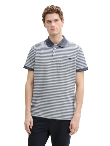 TOM TAILOR T-Shirt mit Streifenmuster, Navy White Irregular Stripe, XL von TOM TAILOR