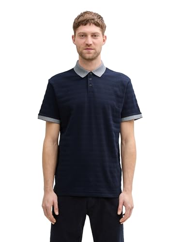 TOM TAILOR T-Shirt mit V-Ausschnitt, Mystical Blue Navy Injected, S von TOM TAILOR