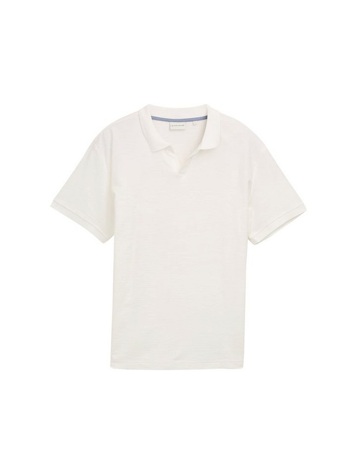 TOM TAILOR T-Shirt structured resort collar polo OFF WHITE von TOM TAILOR