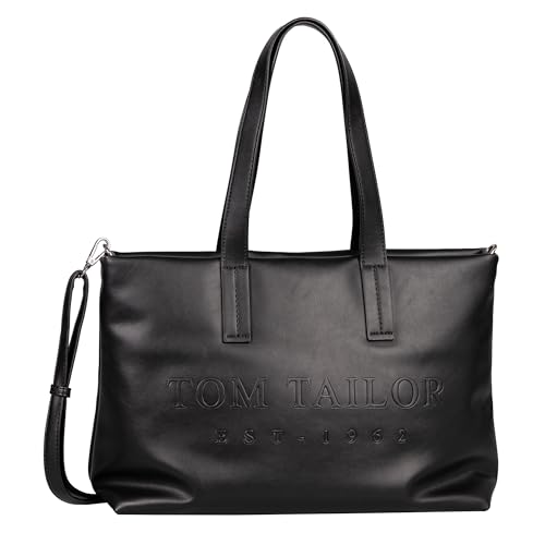 TOM TAILOR Thessa Damen Shopper Umhängetasche Reißverschluss Groß Schwarz von TOM TAILOR