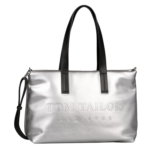 TOM TAILOR Thessa Damen Shopper Umhängetasche Reißverschluss Groß Silber von TOM TAILOR