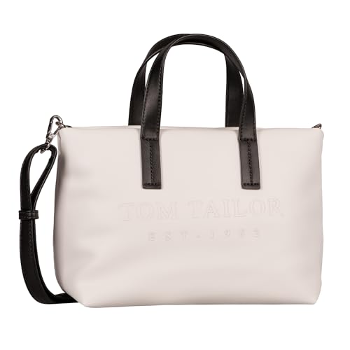 TOM TAILOR Thessa Damen Shopper Umhängetasche Reißverschluss Klein Weiß von TOM TAILOR