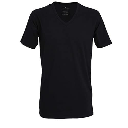 Tom Tailor Underwear Herren, 1/2, V-Ausschn. T-Shirt, Schwarz (Black 9000), Small (Herstellergröße:S/4) (2er Pack) von TOM TAILOR