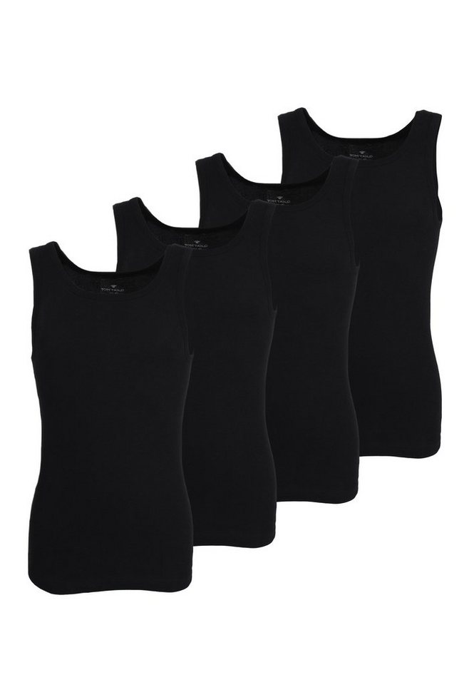 TOM TAILOR Unterhemd TOM TAILOR Herren Tank-Top schwarz uni 4er Pack (4-St) von TOM TAILOR