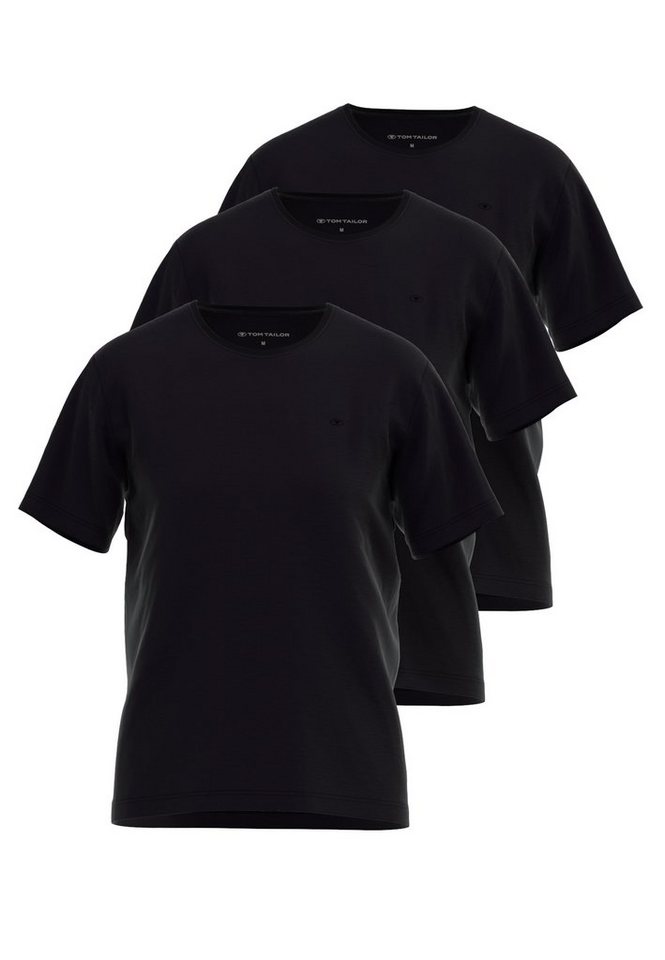 TOM TAILOR Unterziehshirt TOM TAILOR Herren Unterhemd schwarz uni 3er Pack (3-St) von TOM TAILOR