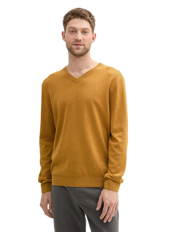 TOM TAILOR V-Ausschnitt-Pullover mit kleiner Logo-Stickerei von TOM TAILOR
