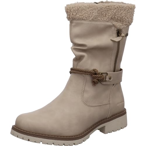 TOM TAILOR Winterstiefel für Damen in Beige mit Strick am Schaft und wasserabweisend. beige Gr. 39 von TOM TAILOR