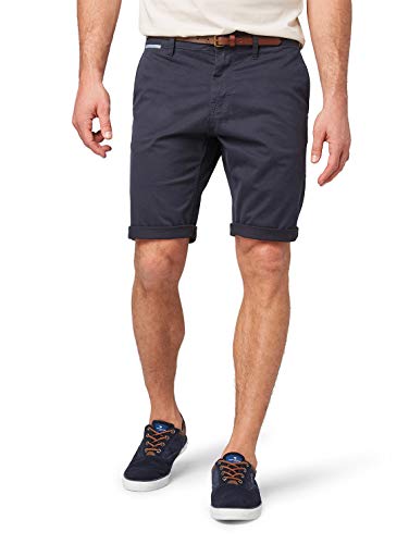 TOM TAILOR Herren Josh Regular Slim Chino Shorts mit Gürtel 1007868, 11914 - Outer Space Blue, 32 von TOM TAILOR