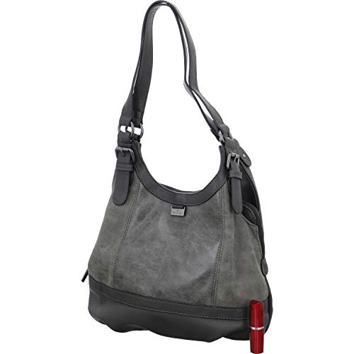 TOM TAILOR Juna Damen Shopper Umhängetasche Reißverschluss Klein Grau von TOM TAILOR