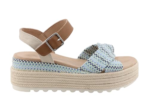 Tom Tailor Damen 7490110007 Keilsandale, Blue-Multi, 38 EU von TOM TAILOR