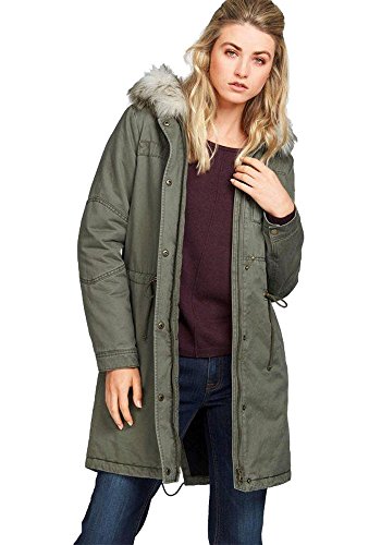 TOM TAILOR Damen Parka Jacke mit Kapuze gefüttert (Khaki, M) von TOM TAILOR