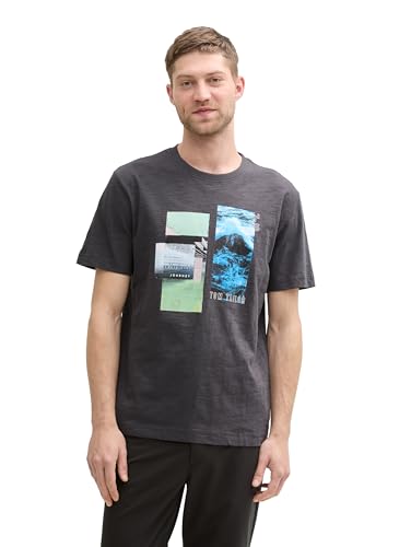 Tom Tailor Herren 1045692 T-Shirt, 10899-Tarmac Grey, XL von TOM TAILOR