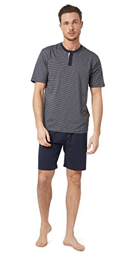 Tom Tailor Underwear Herren Shorty, 2-Knopfv. Zweiteiliger Schlafanzug, Blau (Blue-Dark-horizontal Stripe 632), Large (Herstellergröße:52/L) von TOM TAILOR