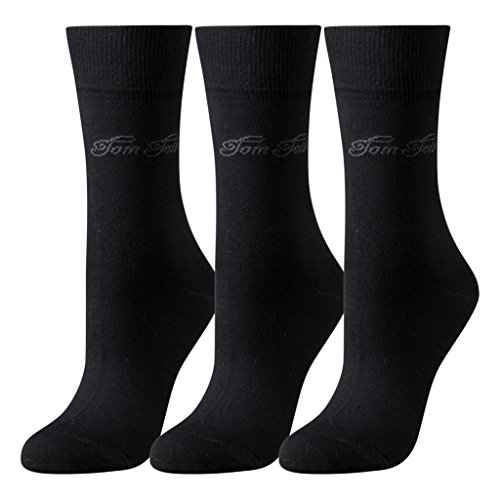 TOM TAILOR 3er Pack Basic Women Socks 9703 610 black schwarz Doppelpack Strümpfe Socken, Size:39-42 von TOM TAILOR