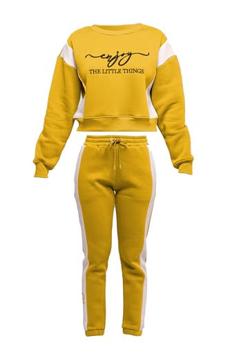 TOMBARRON für Frauen 'Enjoy' Embroidered Stylish Tracksuit | M | Yellow von TOMBARRON