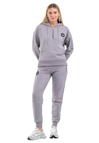 TOMBARRON für Frauen Half-Zip Kangaroo Pocket Stylish Tracksuit with Logo Detailing | S | Ashcolor TOMBARRON für Frauen Half-Zip Kangaroo Pocket Stylish Tracksuit with Logo Detailing | S | Ashcolor von TOMBARRON