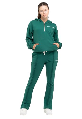 Tom Barron Damen-Trainingsanzug mit Viertelreißverschluss und Logo in Oversize von TOMBARRON