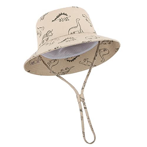 TOMEEK Baby Sonnenhut Unisex Kinder Sommerhut UV-Schutz Fischerhut mit verstellbarem Kordelzug Jungen Mädchen Strandhut, Khaki, Größe XL von TOMEEK