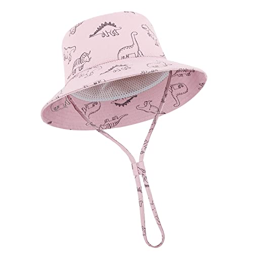 TOMEEK Baby Sonnenhut Unisex Kinder Sommerhut UV-Schutz Fischerhut mit verstellbarem Kordelzug Jungen Mädchen Strandhut, Rosa, Größe XL von TOMEEK