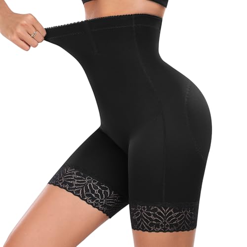 TOMEEK Bauchweg Unterhose Damen Shapewear Hohe Taille Body Shaper Nahtlose Miederpants Figurenformend Spitze Miederhose Unterwäsche Butt Lifter Bauchweg Hose Damen(Schwarz,S) von TOMEEK