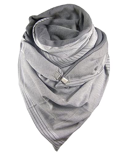 TOMEEK Damen Schal,Winterschal Große Warm Dreieck Schal Halstuch Scarf Deckenschal mit Knopf übergroßer Soft Wrap Winter Shawl Schal Poncho Damenschal Herbstschal(W1-Grau) von TOMEEK