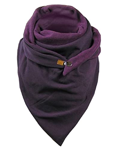 TOMEEK Damen Schal,Winterschal Große Warm Dreieck Schal Halstuch Scarf Deckenschal mit Knopf übergroßer Soft Wrap Winter Shawl Schal Poncho Damenschal Herbstschal(W4-Violett) von TOMEEK