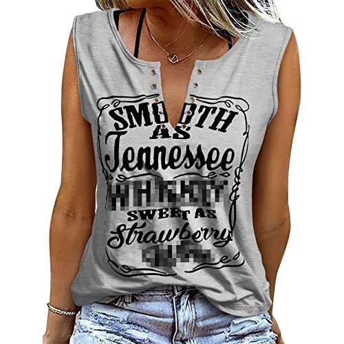 TOMEEK Damen Sommer Tank Top Ärmellos Tunika Bluse Top Lockere Passform Basic T Shirt Lässige Weste mit V-Ausschnitt Strandhemden, Grau1, Größe M von TOMEEK