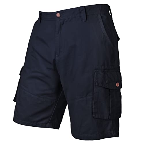 TOMEEK Herren Cargoshorts Baumwolle Bermuda Sommerhose Outdoor Lässig Kurz Weite Freizeitshorts mit Taschen, Navy blau, Größe L von TOMEEK