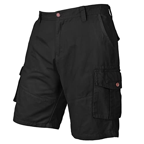 TOMEEK Herren Cargoshorts Baumwolle Bermuda Sommerhose Outdoor Lässig Kurz Weite Freizeitshorts mit Taschen, Schwarz, Größe L von TOMEEK