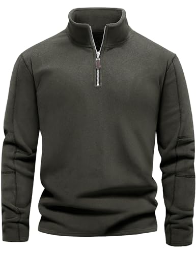 TOMEEK Herren Fleece Pullover Half Zip Sweatshirt Fleecepullover Sport Arbeitspullover Herren Fleecejacke(Dunkelgrau,XL) von TOMEEK