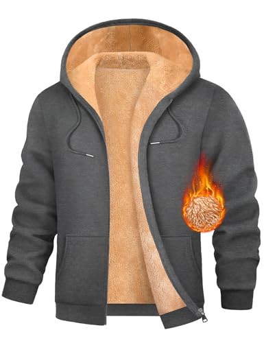 TOMEEK Hoodie Herren Sweatjacke Winter Warm Kapuzenpullover Zipper Fleecejacke mit Kapuze Casual Sweatshirt Langarm Jacke Hoodies für Herren(Dunkelgrau,M) von TOMEEK