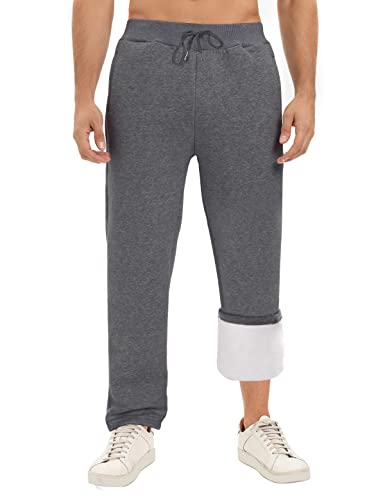 TOMEEK Jogginghose Herren Trainingshose Elastischer Bund Lang Sporthose mit Fleece Warme Sweathose mit Taschen für Jogging Gym Fitness(Dunkelgrau,L) von TOMEEK