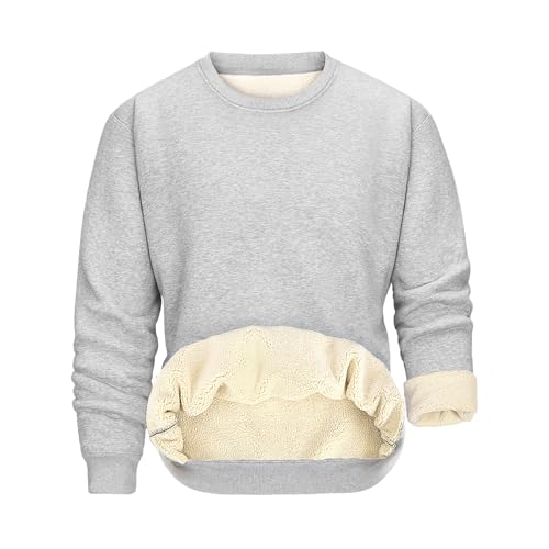 TOMEEK Pullover für Herren Basic Sweatshirt Herren Rundhals Fleece Winter Langarm Ohne Kapuze Sweatshirt Solid Color Freizeit Sport Sweater Dickes Classic Outdoorshirts(Hellgrau,XL) von TOMEEK